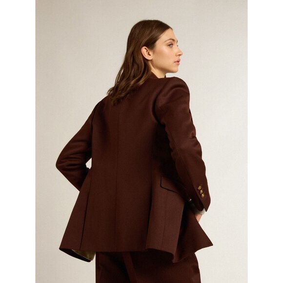 Golden Goose Double Breasted Blazer in Coffee-Colored Wool Gabardine Chicory - Picture 4 of 5